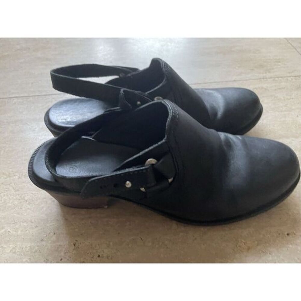 Teva 7.5 Foxy Clog Leather Slip On Shoes Black 1013674 Slingback Adjustable